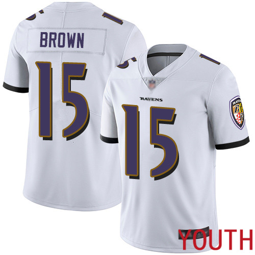 Baltimore Ravens Limited White Youth Marquise Brown Road Jersey NFL Football #15 Vapor Untouchable->youth nfl jersey->Youth Jersey